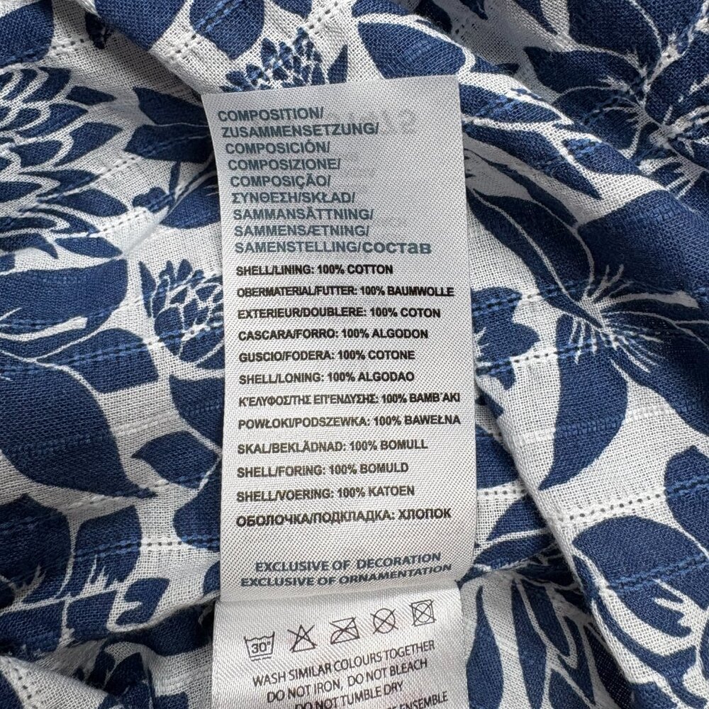 Soul Star Men’s Floral Print Button Short Shirt Blue/White Hawaiian Botanical M - Picture 6 of 7